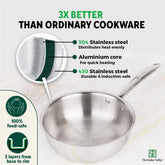 Triply Stainless Steel Deep Fry Pan With Handle For 1-2 People - Small, 22.1cm, 8.7 Inch, 1.6 Liters, 0.9 Kg | Induction Friendly, Nonstick 3-Layer Body, 100% Pure & Toxin-Free, No Chemical Coating
